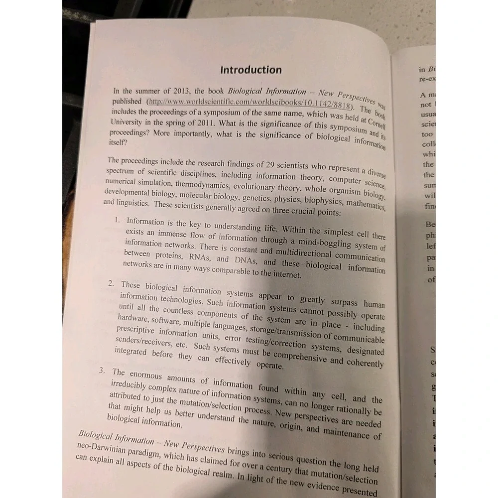 BIOLOGICAL INFORMATION: NEW PERSPECTIVES By Robert J Marks & John C Sanford